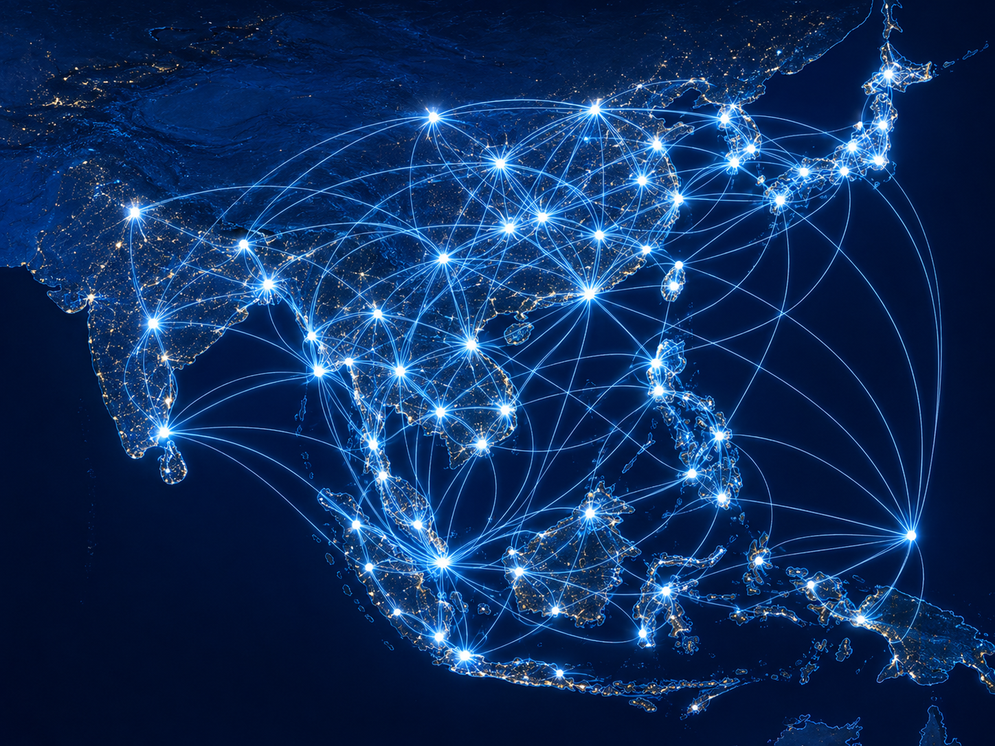 Shipping routes connecting major and emerging markets across Asia